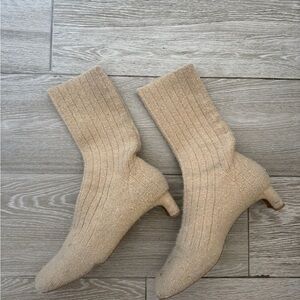 Jeffrey Campbell Beige Knit Heeled Boots